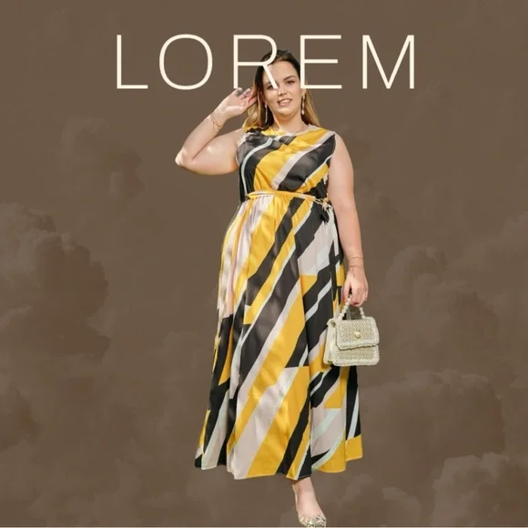 SHEIN | Dresses | Nwot Shein Clasi Plus Color Block Geo Belted Maxi Dress  Size X | Poshmark